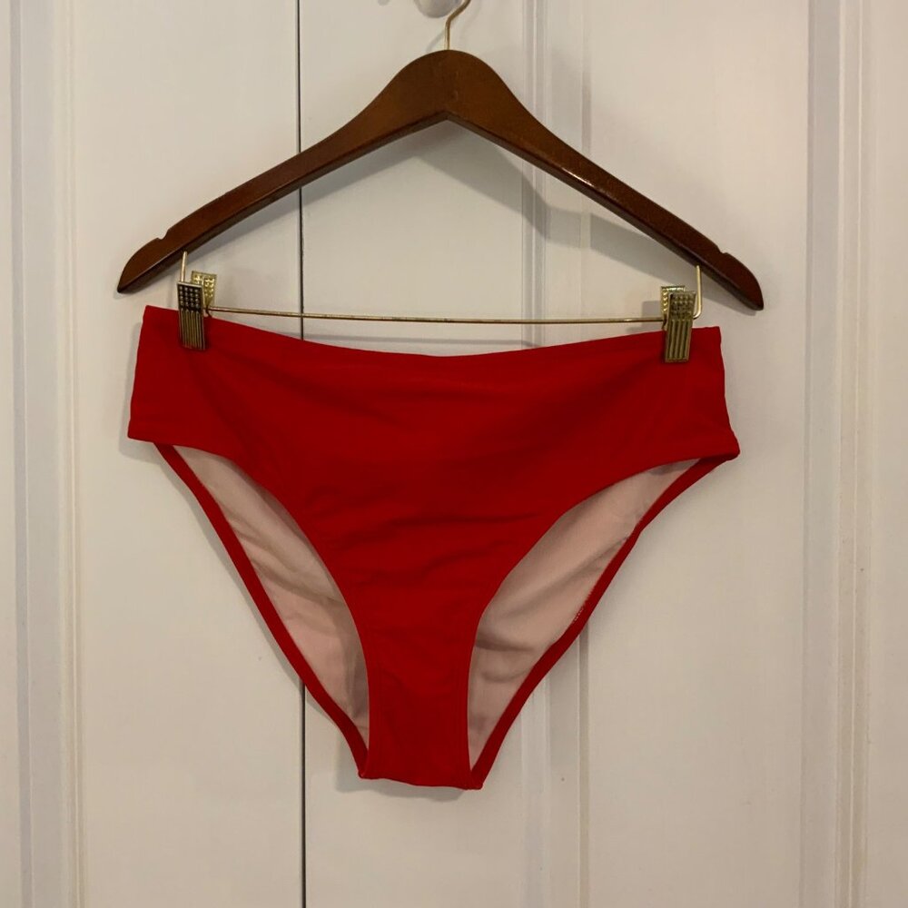 Cupshe Red High Waist Bikini Bottoms Size Large New